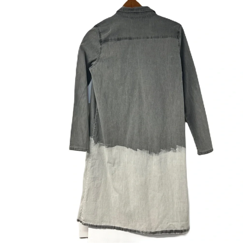 Vibe girls sz 20 black gray ombre denim button down shirt dress tunic lagenlook